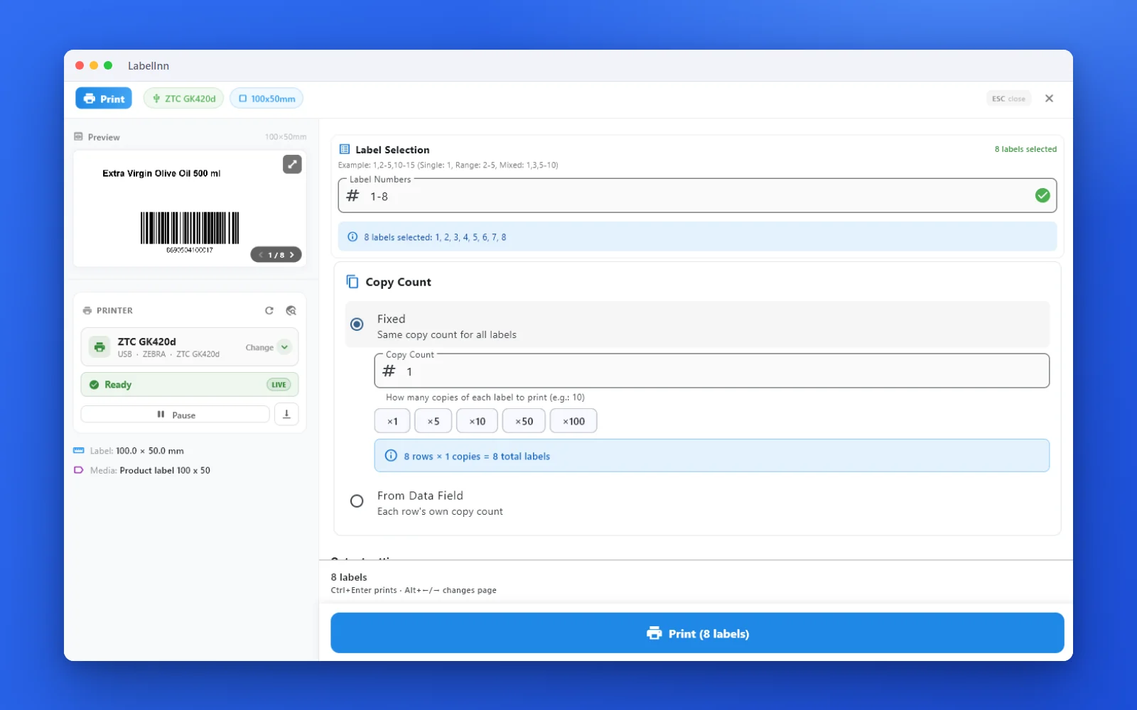 Print dialog